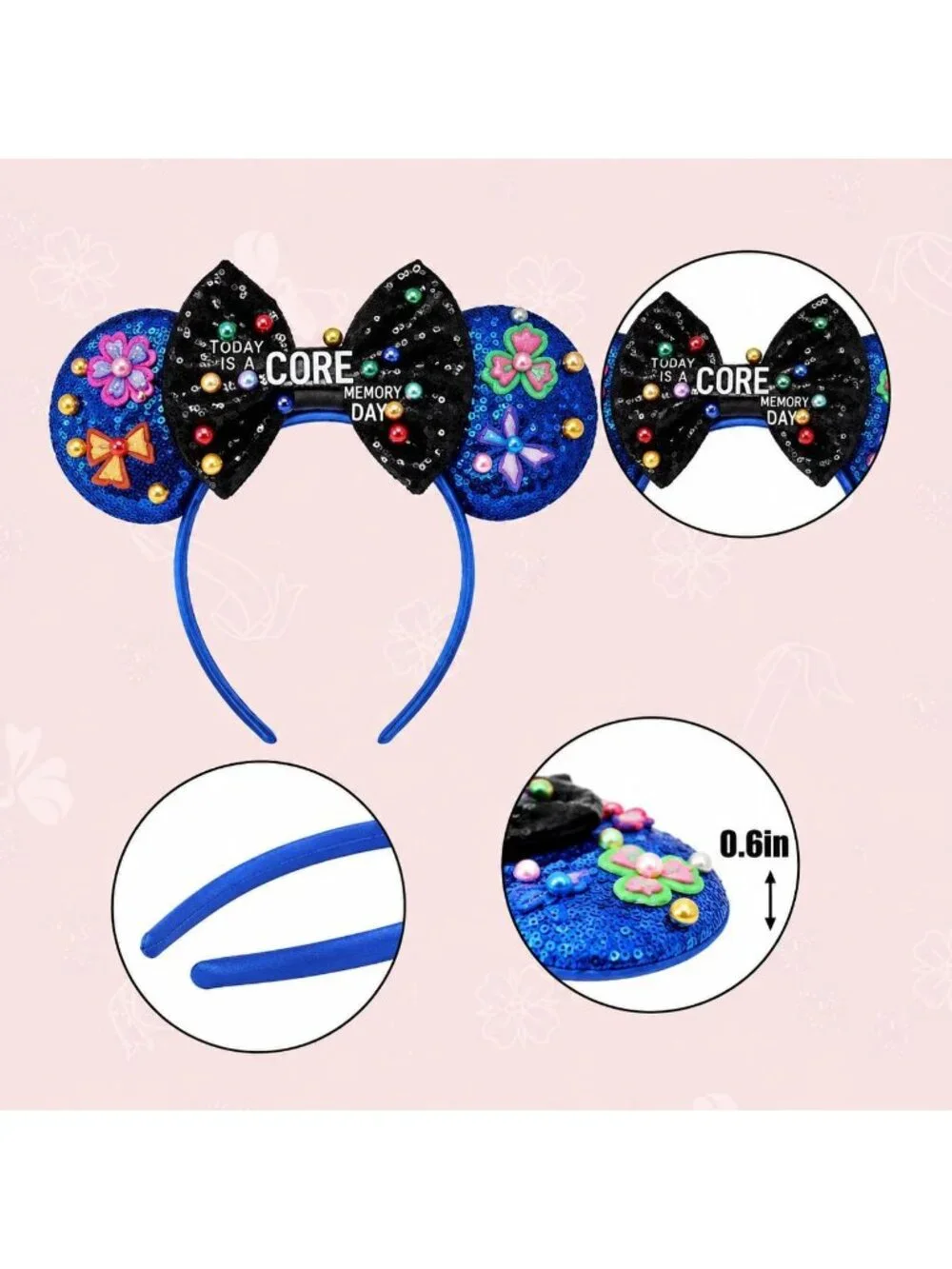 Women Black Blue Cartoon Mickey Mouse Costume Headband For Cosplay